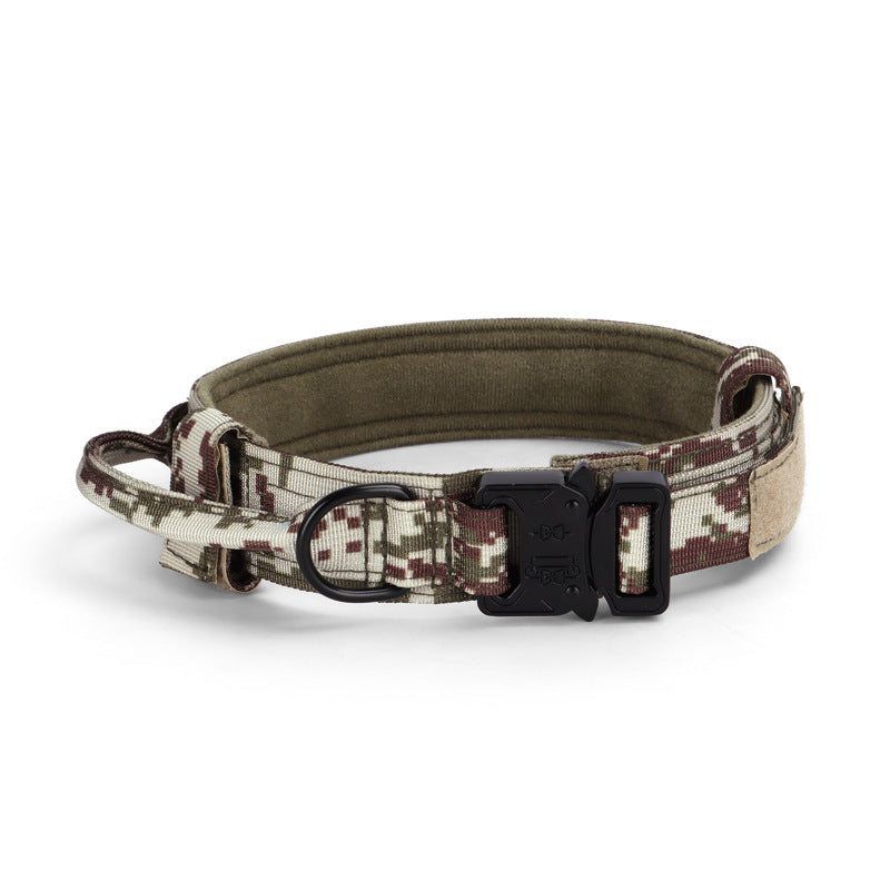 KFX-6130621 Adjustable Tactical Dog Collar with Traction Rope - Military-Style Pet Accessory for Medium to Large Breeds