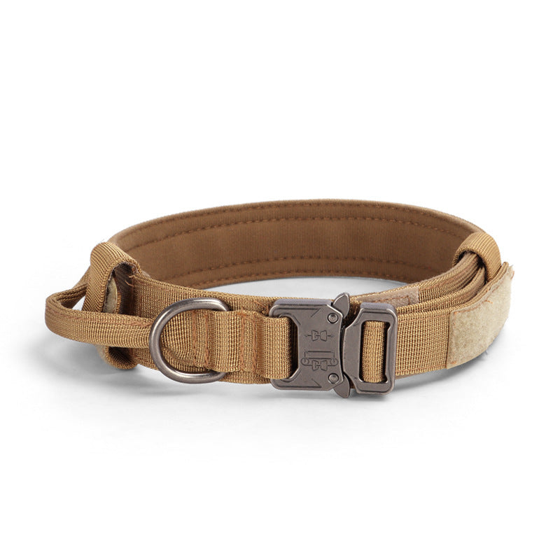 KFX-6130621 Adjustable Tactical Dog Collar with Traction Rope - Military-Style Pet Accessory for Medium to Large Breeds