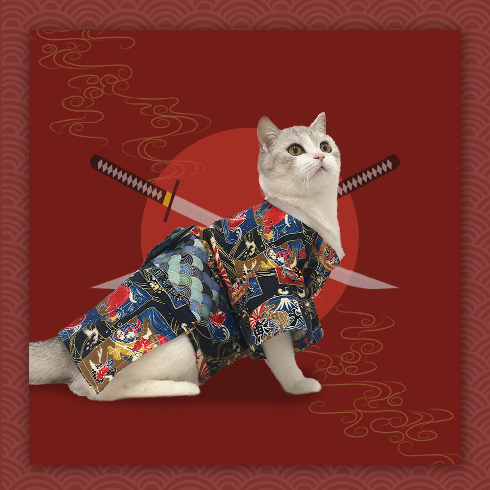 KFX-6131005 Japanese Style Dog Kimono with Printed Cotton Fabric in Multiple Sizes