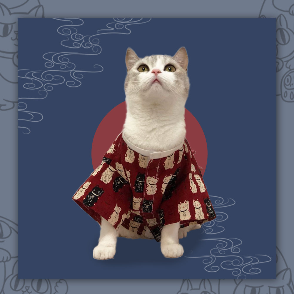 KFX-6131005 Japanese Style Dog Kimono with Printed Cotton Fabric in Multiple Sizes