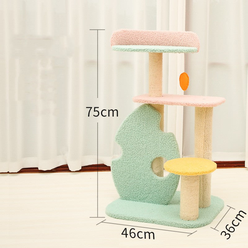 KFX-6131901 Cat Climbing Frame with Scratching Post - Soft Velvet, Multi-Sized, Durable Design for Rest and Paw Care