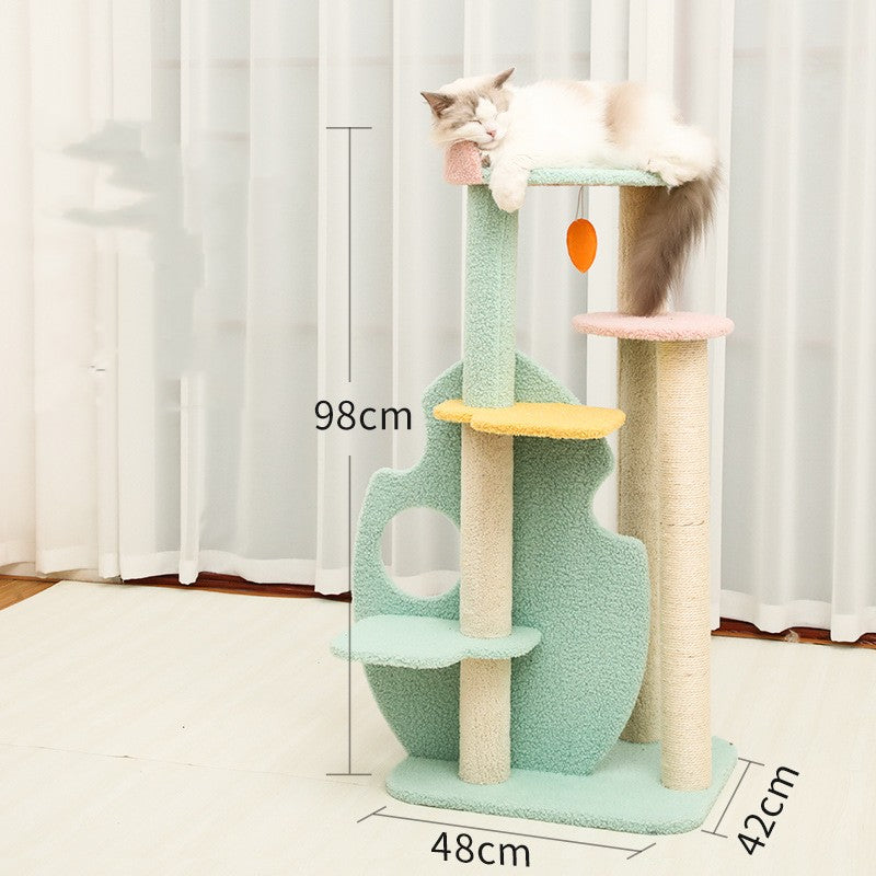 KFX-6131901 Cat Climbing Frame with Scratching Post - Soft Velvet, Multi-Sized, Durable Design for Rest and Paw Care
