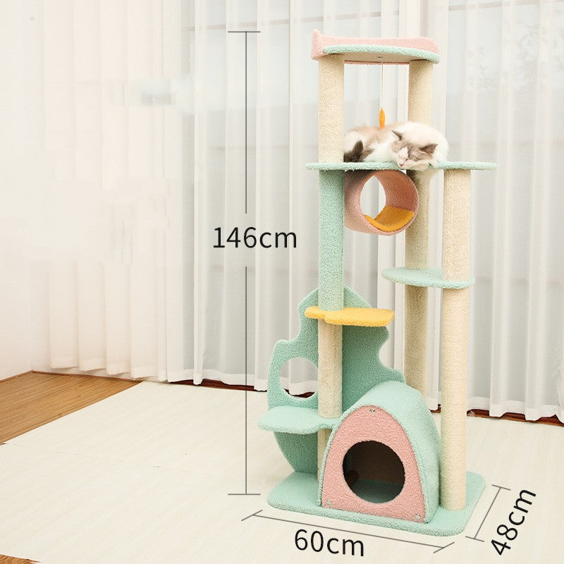 KFX-6131901 Cat Climbing Frame with Scratching Post - Soft Velvet, Multi-Sized, Durable Design for Rest and Paw Care
