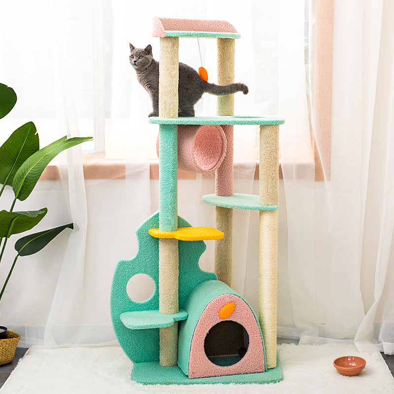 KFX-6131901 Cat Climbing Frame with Scratching Post - Soft Velvet, Multi-Sized, Durable Design for Rest and Paw Care