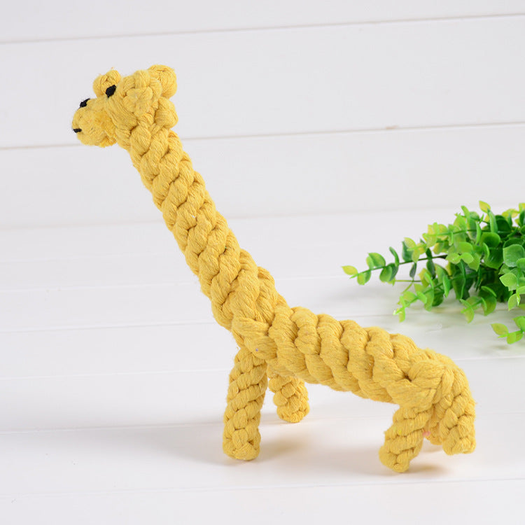 KFX-6133437 Cotton Rope Giraffe Dog Toy for Small Dogs - 21cm x 22cm