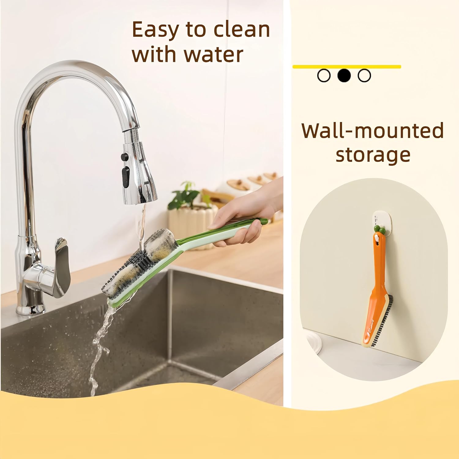 KFX-6135869 3-in-1 Multifunctional Detachable Cleaning Brush with Hard Bristle, Tweezer & Scraper for Home Use