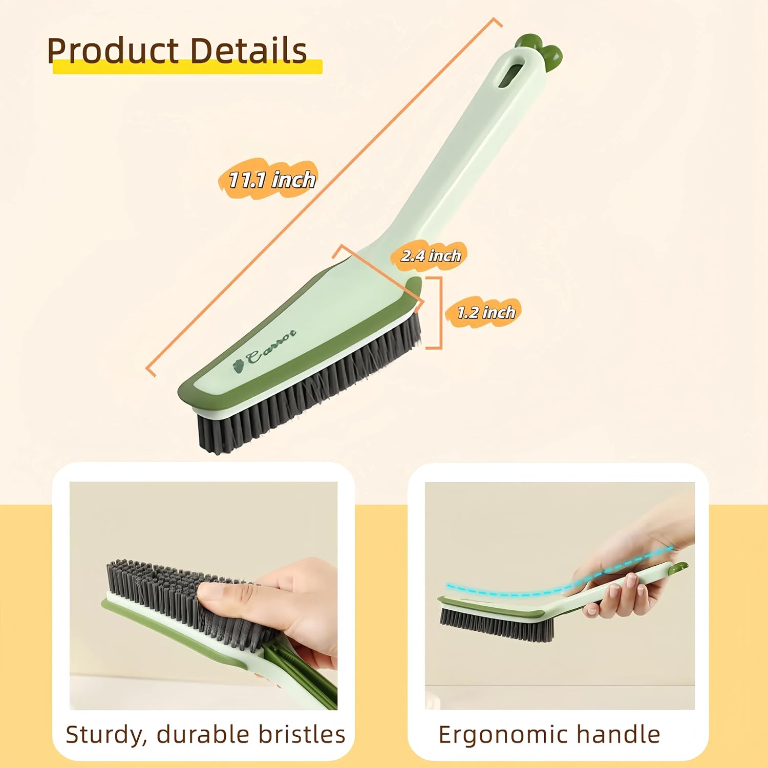 KFX-6135869 3-in-1 Multifunctional Detachable Cleaning Brush with Hard Bristle, Tweezer & Scraper for Home Use