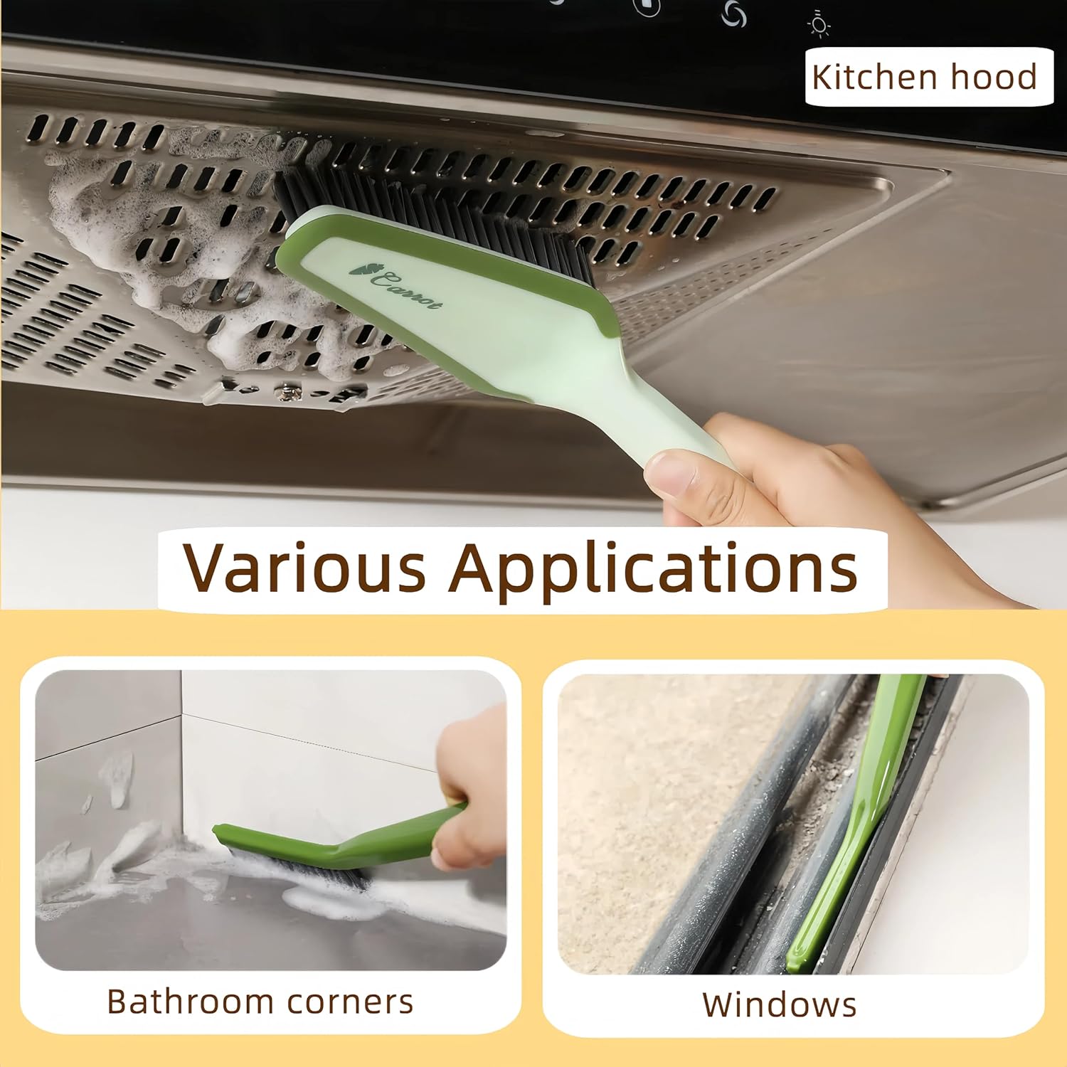 KFX-6135869 3-in-1 Multifunctional Detachable Cleaning Brush with Hard Bristle, Tweezer & Scraper for Home Use