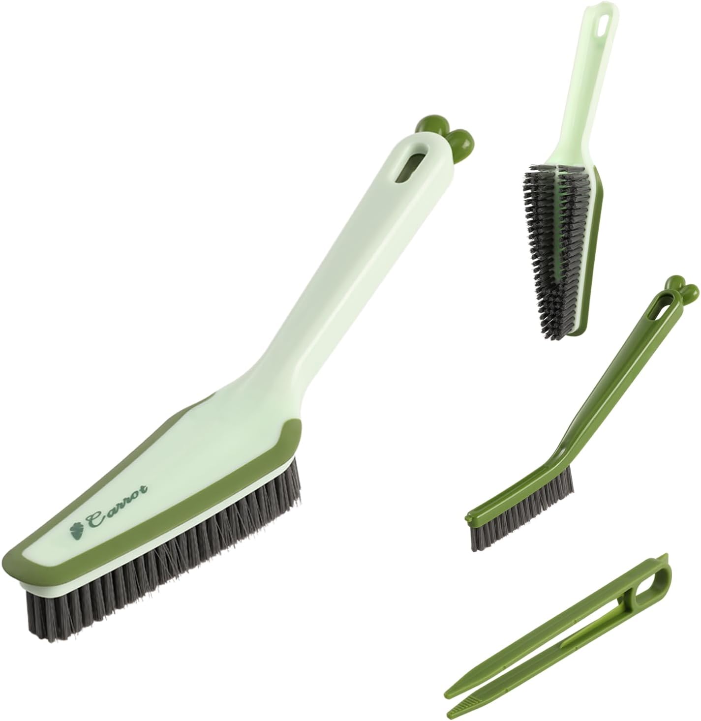 KFX-6135869 3-in-1 Multifunctional Detachable Cleaning Brush with Hard Bristle, Tweezer & Scraper for Home Use