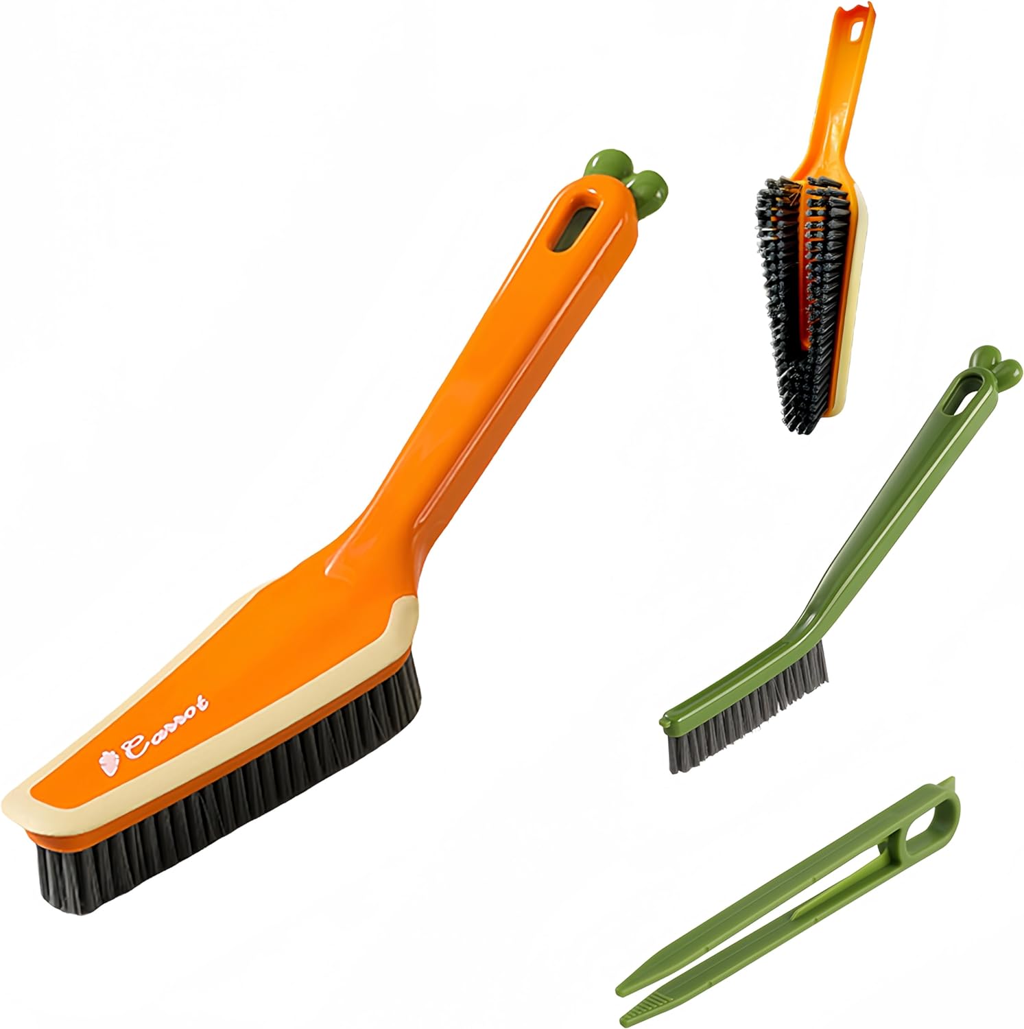 KFX-6135869 3-in-1 Multifunctional Detachable Cleaning Brush with Hard Bristle, Tweezer & Scraper for Home Use