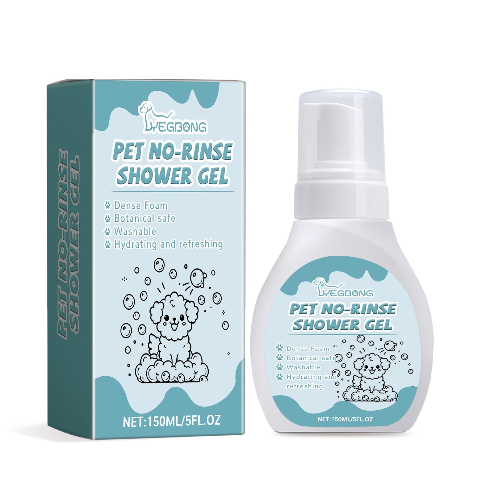 KFX-6136253 Water-Free Pet Cleaning Mousse with Aloe Extract - 150ml Deodorizing Formula for Easy Decontamination