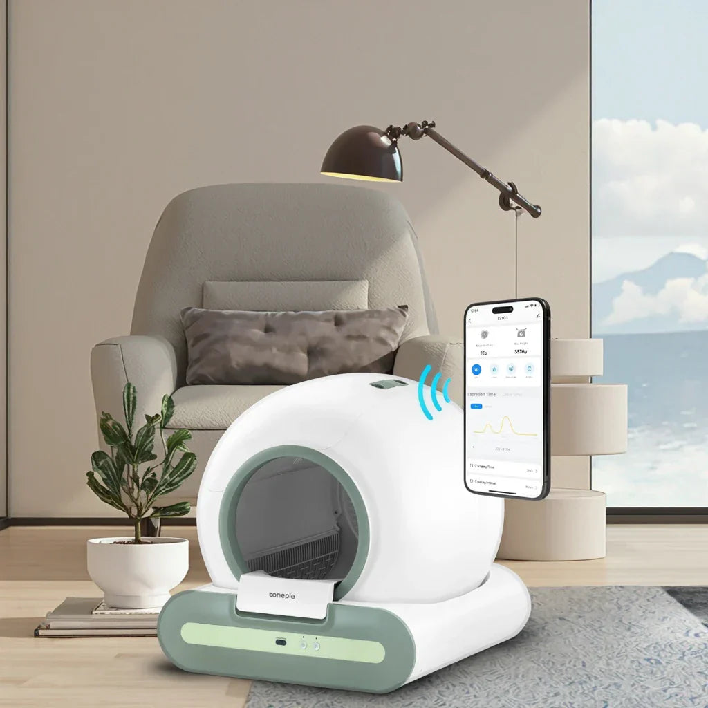 KFX-613779 Automatic Self-Cleaning 70L Plastic Cat Litter Box with Eco-Friendly Enclosure