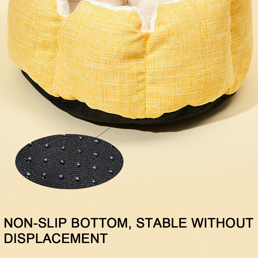 KFX-6138429 Warm Fabric Cat Bed with Soft Flannel Filling for Pets Up to 5 kg, Four Seasons Use
