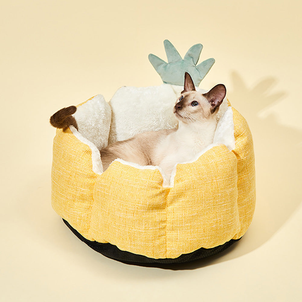 KFX-6138429 Warm Fabric Cat Bed with Soft Flannel Filling for Pets Up to 5 kg, Four Seasons Use