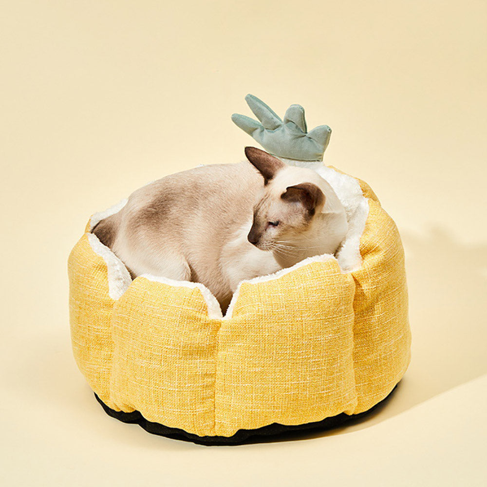 KFX-6138429 Warm Fabric Cat Bed with Soft Flannel Filling for Pets Up to 5 kg, Four Seasons Use