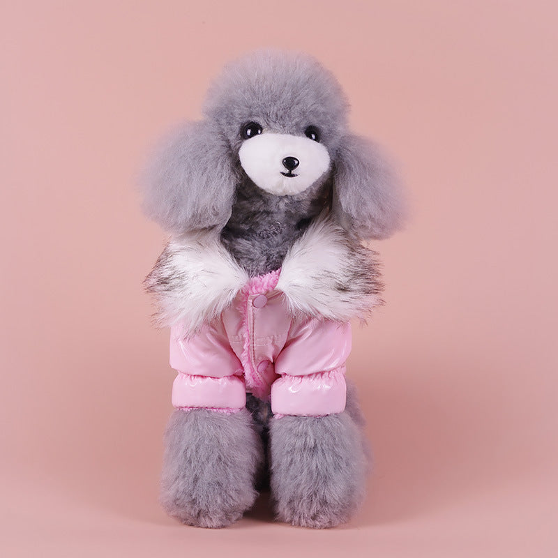 KFX-6138941 Cute Padded Down Jacket for Puppies – Warm Cotton Coat in Blue, Red, Pink, Sizes XS-XXL