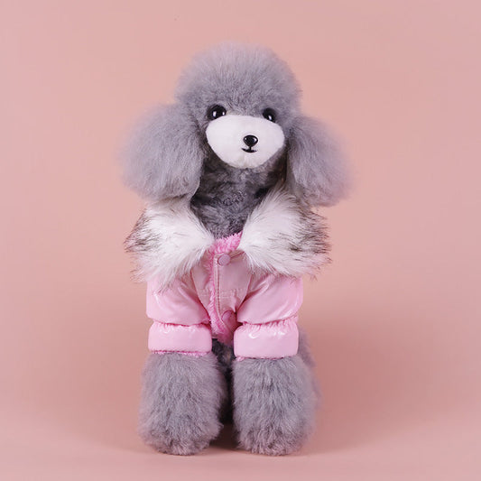 KFX-6138941 Cute Padded Down Jacket for Puppies – Warm Cotton Coat in Blue, Red, Pink, Sizes XS-XXL