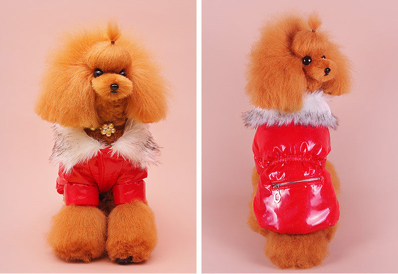 KFX-6138941 Cute Padded Down Jacket for Puppies – Warm Cotton Coat in Blue, Red, Pink, Sizes XS-XXL