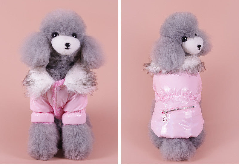 KFX-6138941 Cute Padded Down Jacket for Puppies – Warm Cotton Coat in Blue, Red, Pink, Sizes XS-XXL