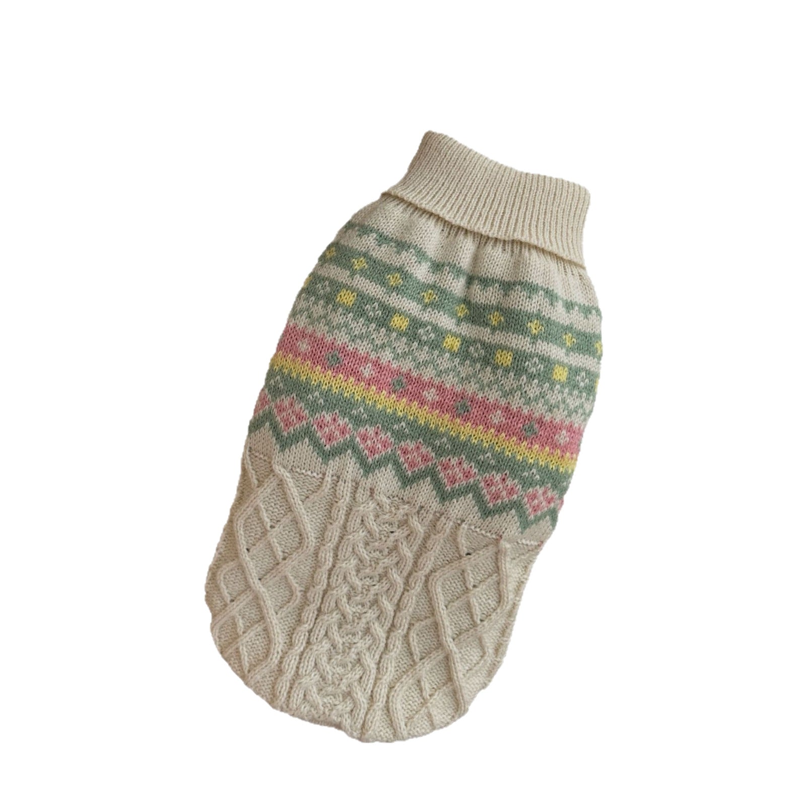 KFX-6142141 Cozy Unisex Acrylic Sweater for Pets in Fresh Pink-Green, Multiple Sizes Available