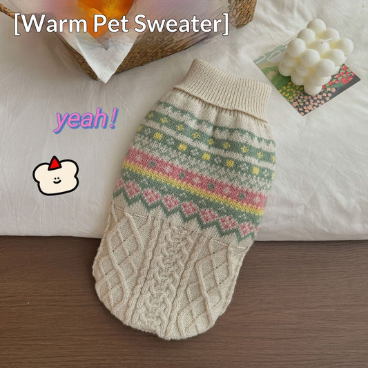 KFX-6142141 Cozy Unisex Acrylic Sweater for Pets in Fresh Pink-Green, Multiple Sizes Available