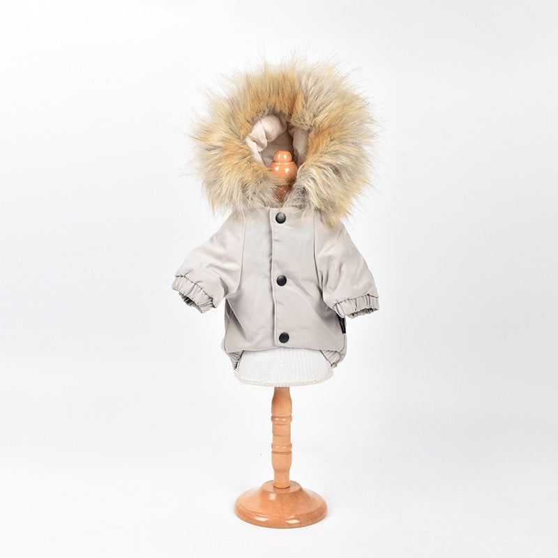 KFX-6144701 Mink Fur Collar Quilted Jacket with Cotton Filling in Multiple Sizes