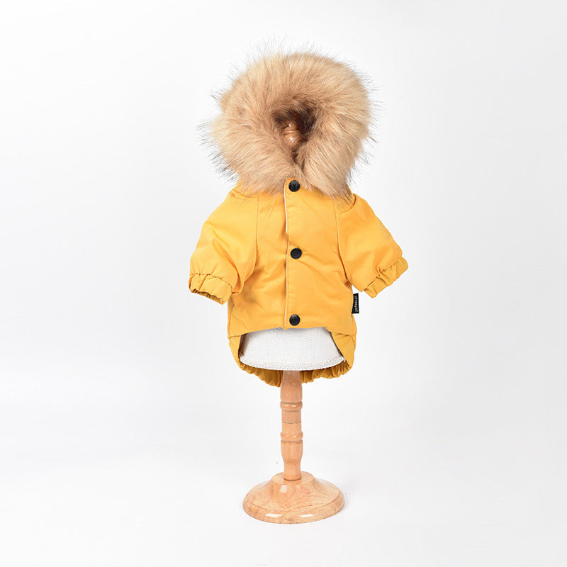 KFX-6144701 Mink Fur Collar Quilted Jacket with Cotton Filling in Multiple Sizes