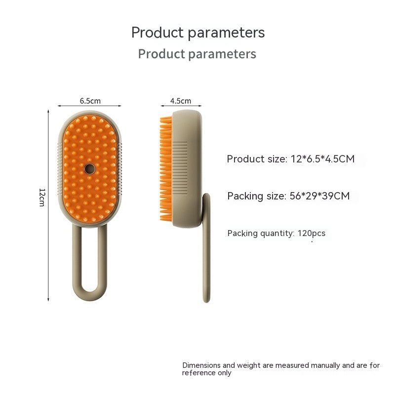 KFX-6145725 3-in-1 Electric Pet Grooming Brush with Steam Spray for Cats and Dogs, Hair Removal, and Knot Tackling