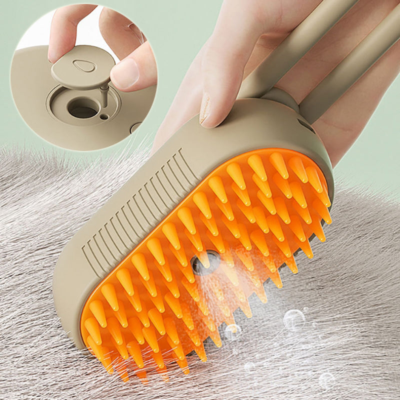 KFX-6145725 3-in-1 Electric Pet Grooming Brush with Steam Spray for Cats and Dogs, Hair Removal, and Knot Tackling
