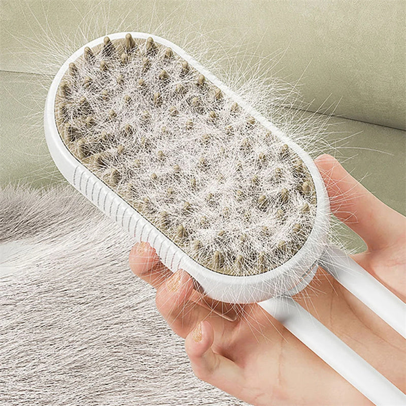 KFX-6145725 3-in-1 Electric Pet Grooming Brush with Steam Spray for Cats and Dogs, Hair Removal, and Knot Tackling