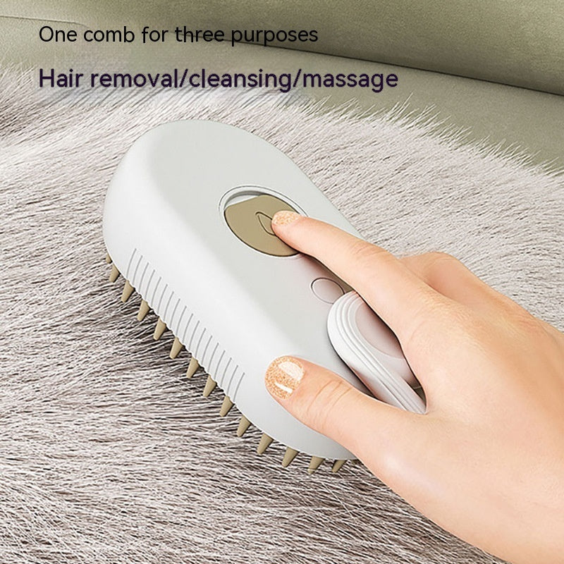 KFX-6145725 3-in-1 Electric Pet Grooming Brush with Steam Spray for Cats and Dogs, Hair Removal, and Knot Tackling