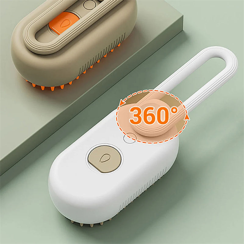 KFX-6145725 3-in-1 Electric Pet Grooming Brush with Steam Spray for Cats and Dogs, Hair Removal, and Knot Tackling