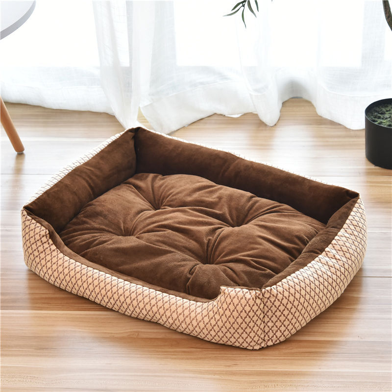 KFX-6148157 Large Dog Bed for Golden Retrievers - Cotton Dog Mat with Short Plush and High Elastic PP Cotton for Autumn and Winter Comfort