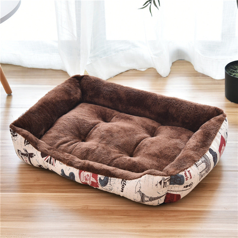 KFX-6148157 Large Dog Bed for Golden Retrievers - Cotton Dog Mat with Short Plush and High Elastic PP Cotton for Autumn and Winter Comfort