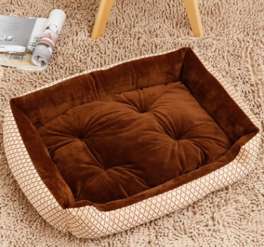 KFX-6148157 Large Dog Bed for Golden Retrievers - Cotton Dog Mat with Short Plush and High Elastic PP Cotton for Autumn and Winter Comfort