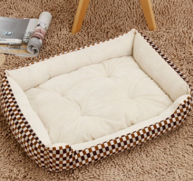 KFX-6148157 Large Dog Bed for Golden Retrievers - Cotton Dog Mat with Short Plush and High Elastic PP Cotton for Autumn and Winter Comfort