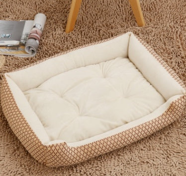 KFX-6148157 Large Dog Bed for Golden Retrievers - Cotton Dog Mat with Short Plush and High Elastic PP Cotton for Autumn and Winter Comfort