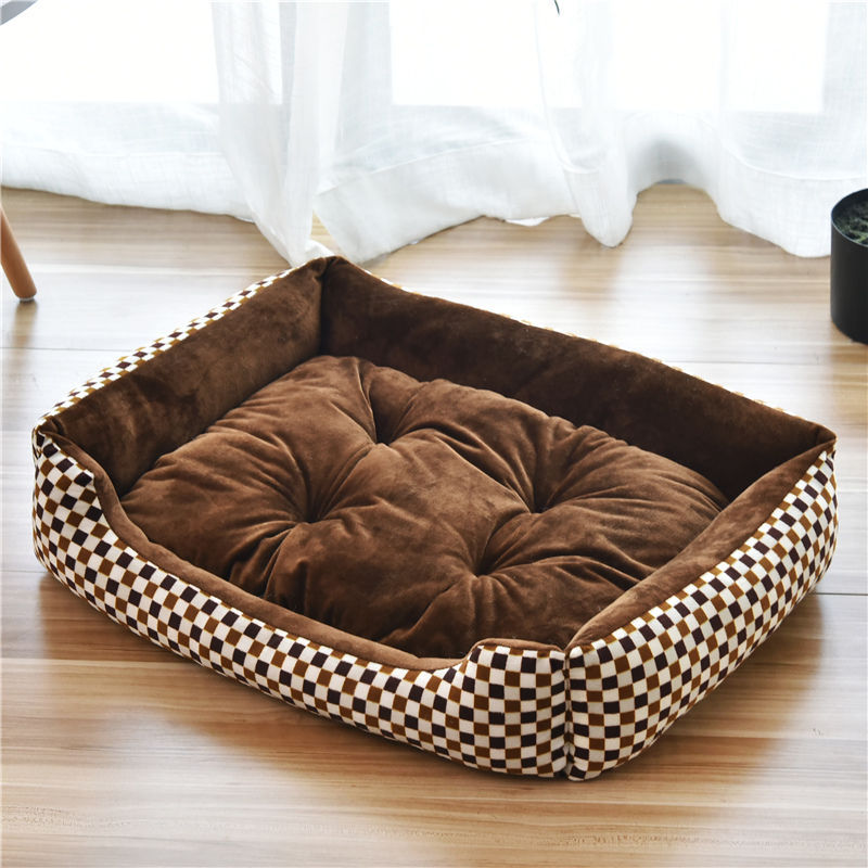 KFX-6148157 Large Dog Bed for Golden Retrievers - Cotton Dog Mat with Short Plush and High Elastic PP Cotton for Autumn and Winter Comfort