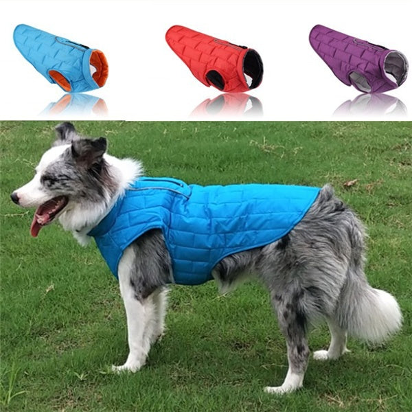 KFX-6148285 Two-Tone Plaid Dog Jacket in Red, Blue, and Purple - Sizes S to XXL