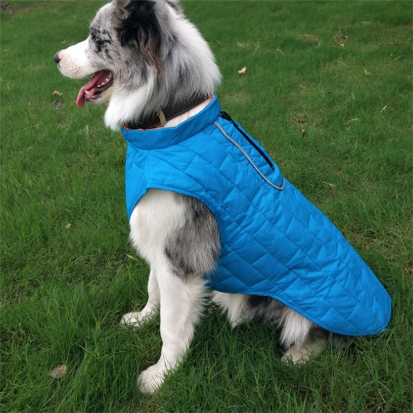 KFX-6148285 Two-Tone Plaid Dog Jacket in Red, Blue, and Purple - Sizes S to XXL