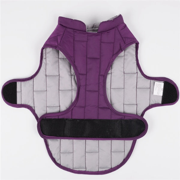KFX-6148285 Two-Tone Plaid Dog Jacket in Red, Blue, and Purple - Sizes S to XXL
