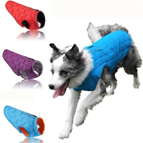 KFX-6148285 Two-Tone Plaid Dog Jacket in Red, Blue, and Purple - Sizes S to XXL