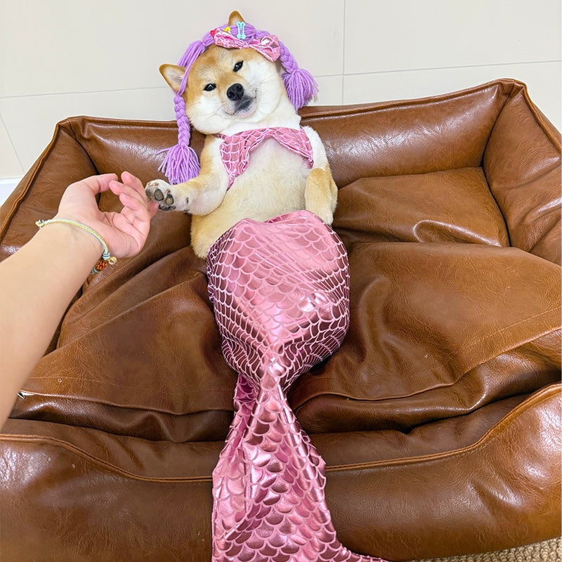 KFX-6148669 Mermaid Tail Jumpsuit for Small and Medium Dogs and Cats, Blue or Pink