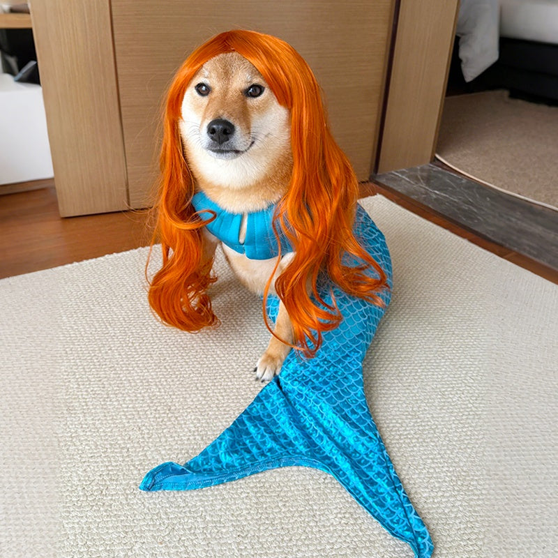 KFX-6148669 Mermaid Tail Jumpsuit for Small and Medium Dogs and Cats, Blue or Pink