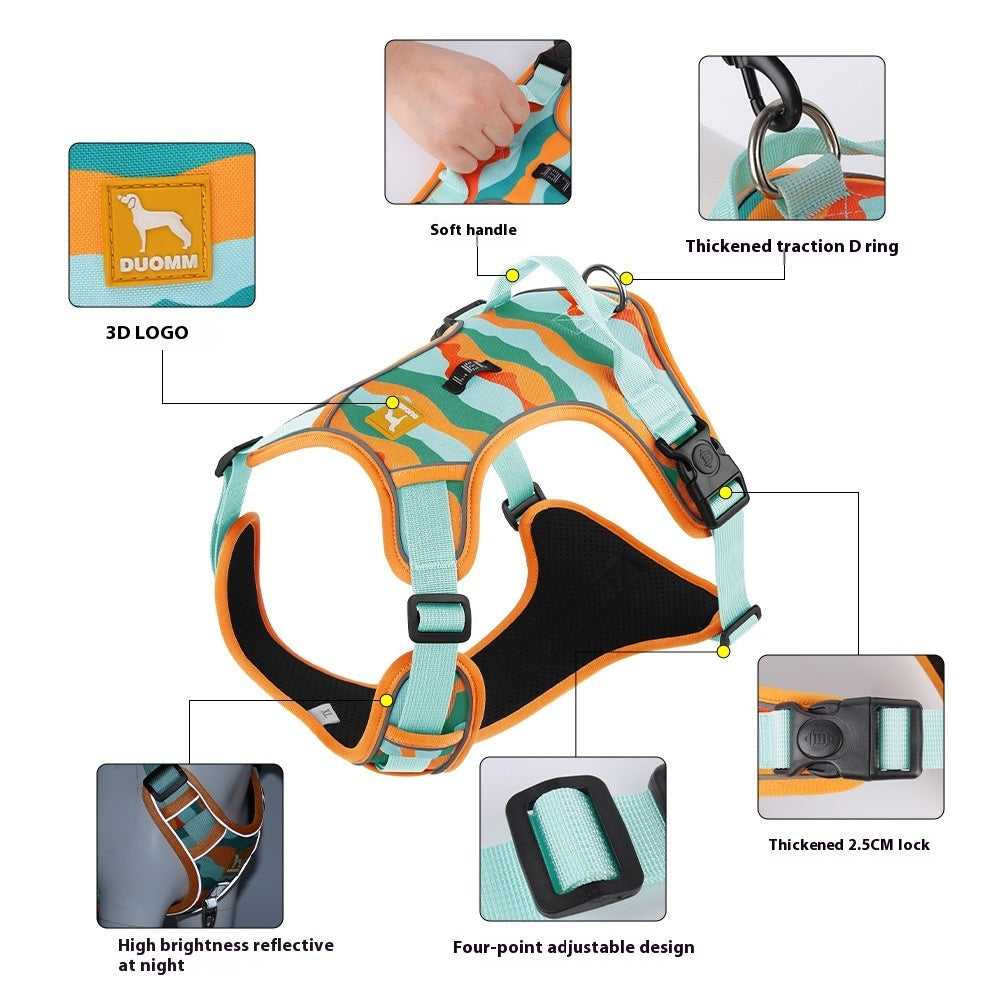 KFX-6149181 Reflective Commuter Dog Harness with Chest and Back Rope - Multiple Colors Available