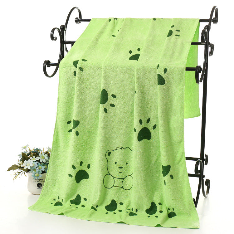 KFX-6149565 Soft Absorbent Cartoon Bear Bath Towel in Blue, Purple, and Green - 70x140cm