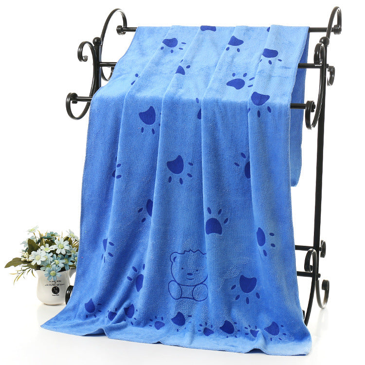 KFX-6149565 Soft Absorbent Cartoon Bear Bath Towel in Blue, Purple, and Green - 70x140cm