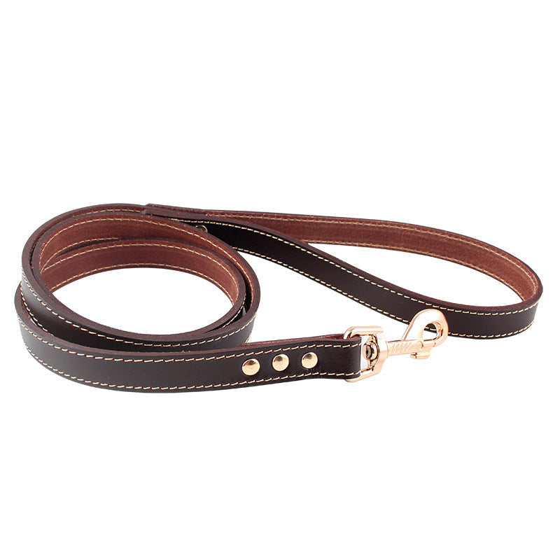 KFX-6149693 Brown First Layer Cowhide Dog Hand Holding Rope Chain - 2.0cm, 1.2cm Artificial Leather, Suitable for All Seasons