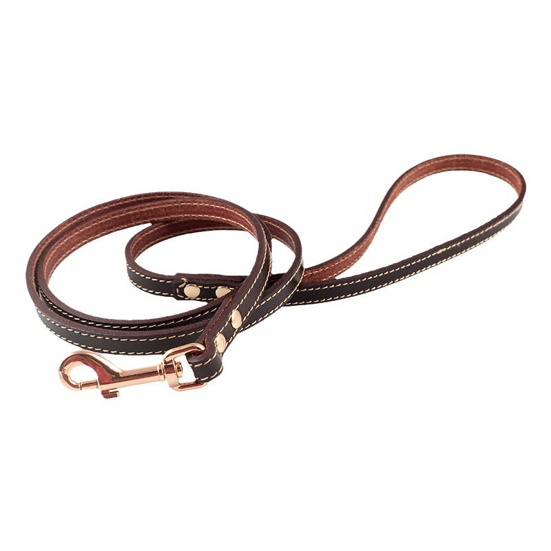 KFX-6149693 Brown First Layer Cowhide Dog Hand Holding Rope Chain - 2.0cm, 1.2cm Artificial Leather, Suitable for All Seasons