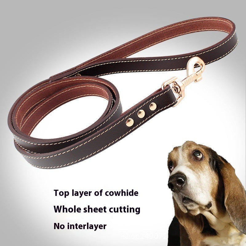 KFX-6149693 Brown First Layer Cowhide Dog Hand Holding Rope Chain - 2.0cm, 1.2cm Artificial Leather, Suitable for All Seasons
